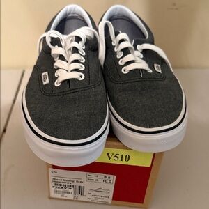 Vans Men’s Era Low-Top Sneakers in Charcoal Gray and White